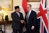 Indonesia's President Subianto meets British PM Starmer, in London