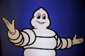 FILE PHOTO: Bibendum, the Michelin Man mascot, is seen ahead of a news conference to present the company's 2018 annual results in Paris