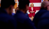 U.S. President Biden attends a dinner with U.S. service members and their families ahead of Thanksgiving at U.S. Coast Guard Sector New York on Staten Island