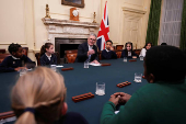 Britain's Prime Minister Keir Starmer talks to CBBC Newsround viewers in London