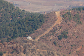 A view shows North Korea's guard post in this picture taken from the top of the Aegibong Peak Observatory, south of the demilitarised zone (DMZ), separating the two Koreas in Gimpo