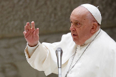 Pope Francis delivers Christmas message to Vatican workers in Paul VI Hall at the Vatican