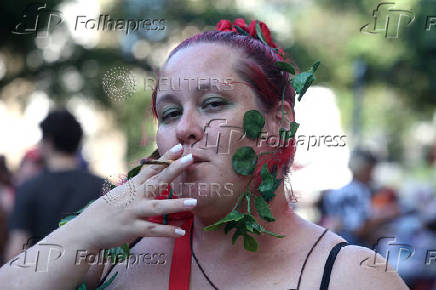 Unofficial kick off of Rio's Carnival with the weed block parade in Rio