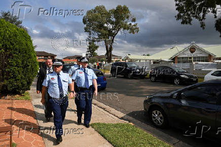 FILE PHOTO: Scenes outside Christ The Good Shepherd Church after a knife attack took place during a service on Monday night in Sydney