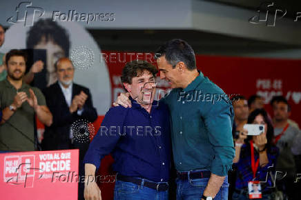 Spain's Prime Minister Sanchez supports Socialist candidate Andueza ahead of Basque regional elections