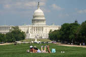 University grad students sunbathe near the U.S. Capitol in Washington