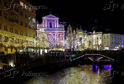 Christmas lights are illuminated in Ljubljana