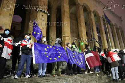 Georgian opposition supporters protest against government's EU application delay