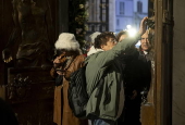 People walk through the Holy Door at Rome's Basilica of Saint Mary Major