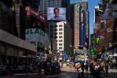 One year since Gershkovich's arrest, a billboard seen in Times Square, New York City