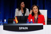 FILE PHOTO: Spanish Defence Minister Margarita Robles attends a roundtable discussion during a NATO summit in Madrid