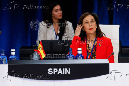 FILE PHOTO: Spanish Defence Minister Margarita Robles attends a roundtable discussion during a NATO summit in Madrid