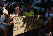 Madonna fans gather outside the Copacabana Palace in Rio de Janeiro