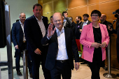 German Chancellor Scholz holds his first campaign speech at an 'election victory' conference of the SPD, in Berlin