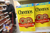 FILE PHOTO: Packages of Cheerios, a brand owned by General Mills, are seen in a store in Manhattan, New York