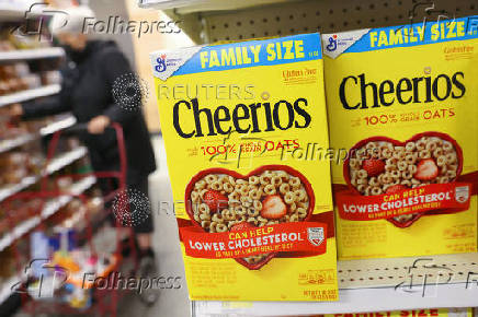 FILE PHOTO: Packages of Cheerios, a brand owned by General Mills, are seen in a store in Manhattan, New York