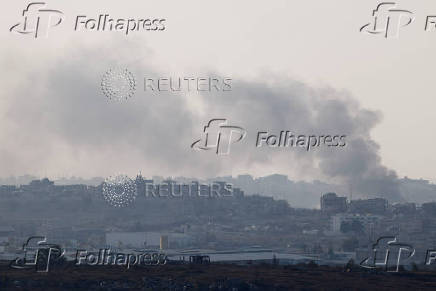 Smoke rises from North Gaza, amid the ongoing conflict in Gaza between Israel and Hamas, as seen from Israel