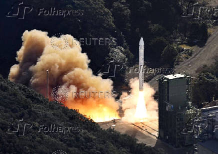 Japan's Space One's small, solid-fueled Kairos rocket lifts off at Space One's launching pad on the tip of Kii peninsula in Kushimoto town, Japan