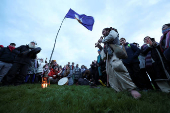 Winter solstice at 5000-year-old stone age tomb of Newgrange in Ireland