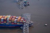 FILE PHOTO: View of the Dali cargo vessel which crashed into the Francis Scott Key Bridge causing it to collapse in Baltimore, Maryland