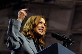 Democratic presidential nominee and U.S. Vice President Kamala Harris attends a campaign event in Madison