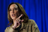 Democratic presidential nominee and U.S. Vice President Kamala Harris visits the University of Arizona Douglas