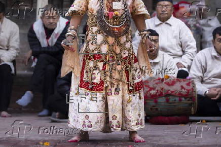 Hindu devotees take part in Naradevi dance festival in Kathmandu