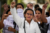 Relatives of detained Venezuelans protest outside the public prosecutor?s headquarters, in Caracas