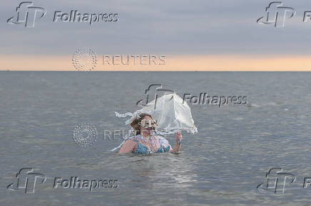 Polar Bear swim marking New Year's Day, at Coney Island in New York City