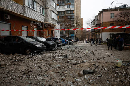 Aftermath of a Russian drone strike in Kyiv