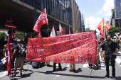 Manifestantes protestam contra a jornada de trabalho 6x1