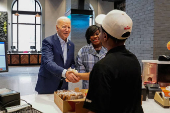 U.S. President Biden visits a Wawa convenience store, in Philadelphia