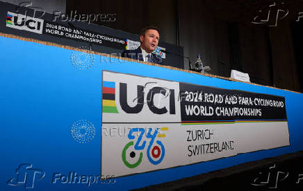 UCI President Lappartient attends a press conference in Zurich