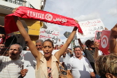 Tunisia's Free Destourian Party supporters protest for release of party leader Abir Moussi