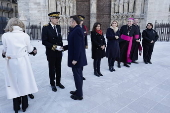 French President Macron visits Notre-Dame in Paris