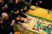 Funeral of Hezbollah fighters who were killed during hostilities with Israeli forces, in Maarakeh