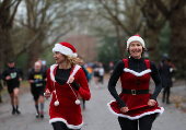 Santa run at Battersea Park in London