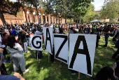 Protest encampment in support of Palestinians at the University of Southern California's (USC) Alumni Park, in Los Angeles