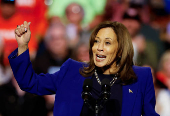 Democratic presidential nominee U.S. Vice President Kamala Harris attends a campaign rally in Reno