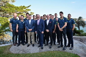 Australian PM Albanese receives Australian and Indian men's cricket teams at Kirribilli House in Sydney