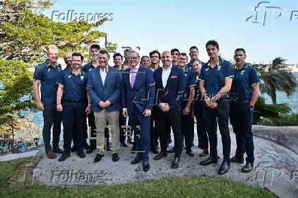 Australian PM Albanese receives Australian and Indian men's cricket teams at Kirribilli House in Sydney