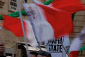 Protest against a government-proposed law, in Valletta