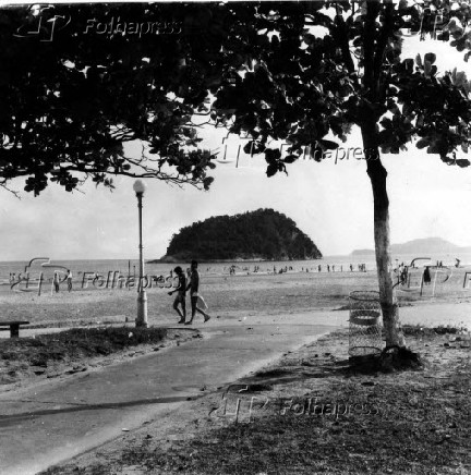 Vista de praia de Santos, litoral de