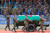 Kenya's military chief, General Francis Ogolla receives military honours after he was killed in a helicopter crash, in Nairobi