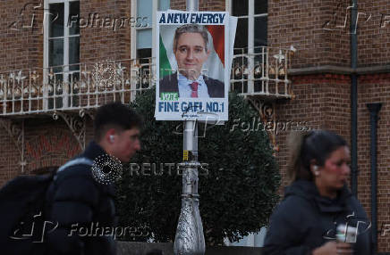 Political campaign posters seen ahead of Ireland's general election, in Dublin