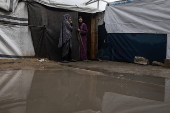 Heavy rain flooded tents in Khan Yunis camp