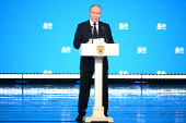 Russian President Putin attends a concert in Moscow