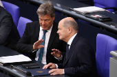 German Chancellor Scholz delivers a government declaration in parliament, in Berlin