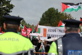 People protest in solidarity with Palestinians in Gaza near the Shannon Airport