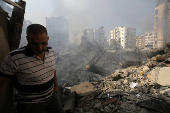 Aftermath of Israeli air strikes on Beirut's southern suburbs